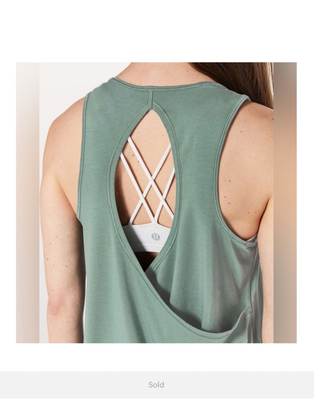 Lululemon Open Back Tank Top Muted Sage Relaxed Fit Workout Yoga Women’s M